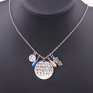 Stranger Things Themed Charm Necklace with Alphabet Wall + 3 Charms & Gift 🎁